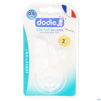 Dodie tetine plate col large sil. debit 2 0-6m