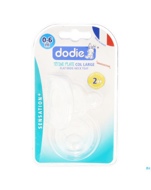 Dodie tetine plate col large sil. debit 2 0-6m