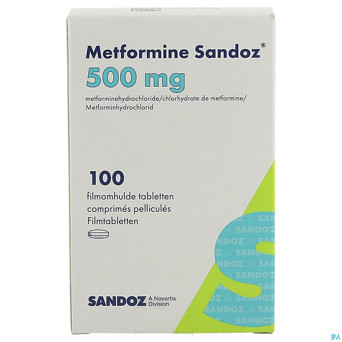 Metformine sandoz  500mg comp pell pot 100x500mg