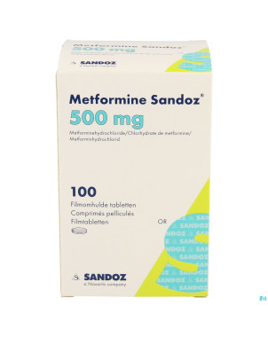 Metformine sandoz  500mg comp pell pot 100x500mg