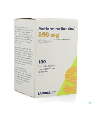 Metformine sandoz  850mg comp pell pot 100x850mg