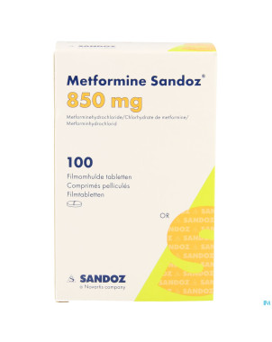 Metformine sandoz  850mg comp pell pot 100x850mg