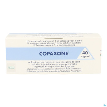 Copaxone 40mg/ml sol inj seringue prerempli 12