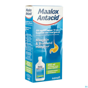 Maalox antacid 230mg/400mg/10ml susp buvable 250ml