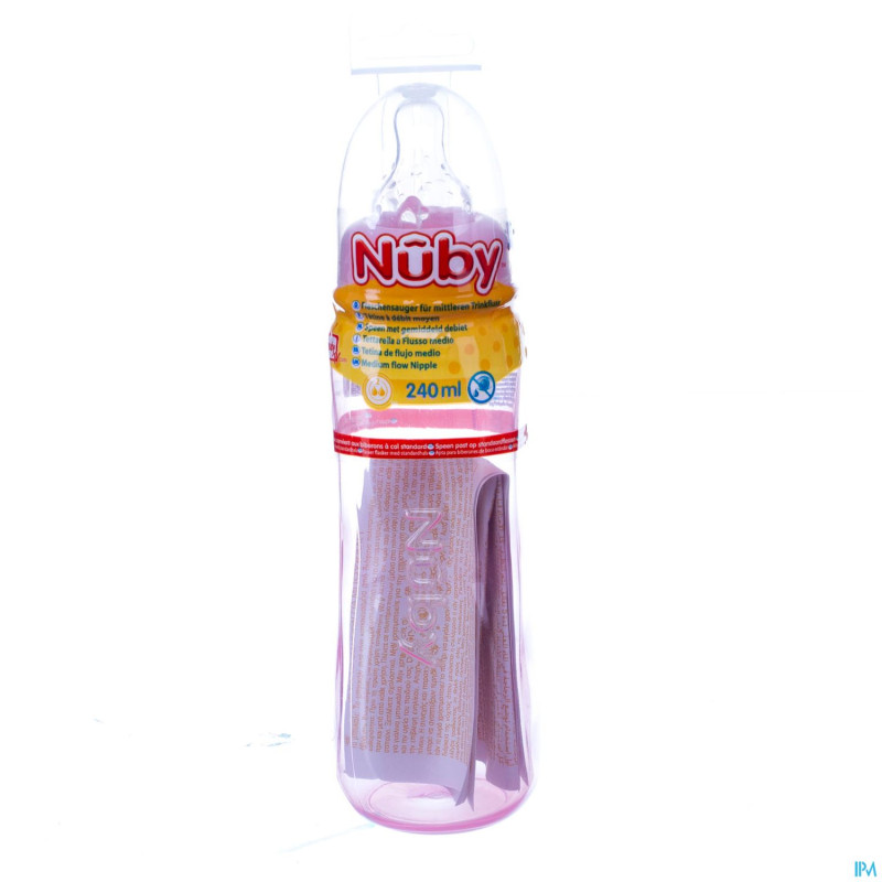 Nuby nt biberon natur.nurs.rose tet. lent 0m 240ml