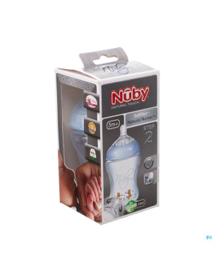 Nuby nt biberon natur.nurs.bleu tet. lent 0m 240ml