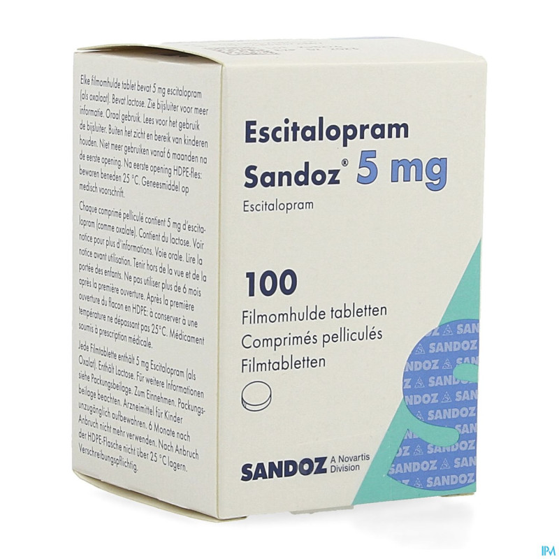 Escitalopram sandoz 5mg pot comp pell 100