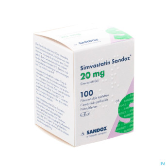 Simvastatin sandoz 20mg comp pell 100 flacon