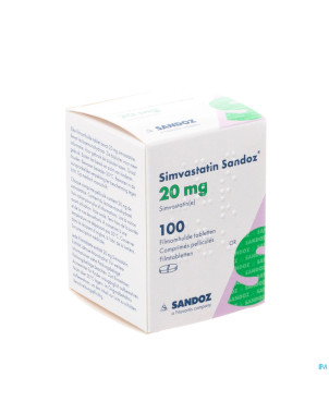 Simvastatin sandoz 20mg comp pell 100 flacon