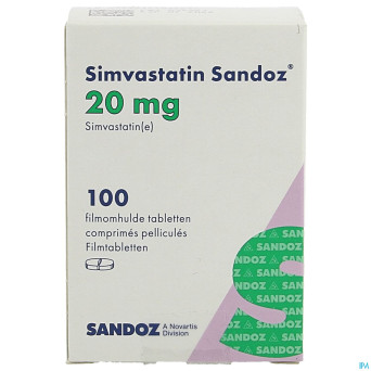 Simvastatin sandoz 20mg comp pell 100 flacon