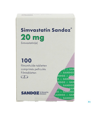 Simvastatin sandoz 20mg comp pell 100 flacon