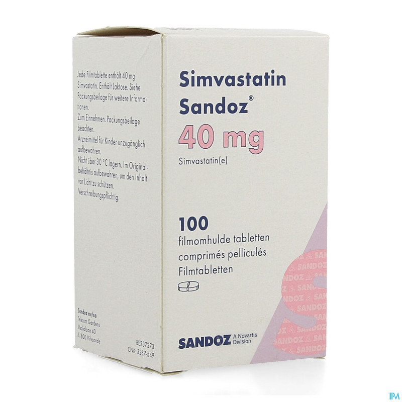 Simvastatin sandoz 40mg comp pell 100 flacon