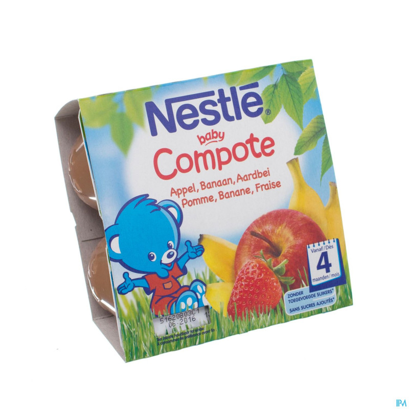 Nestle baby compote pomme banane fraise pot 4x100g