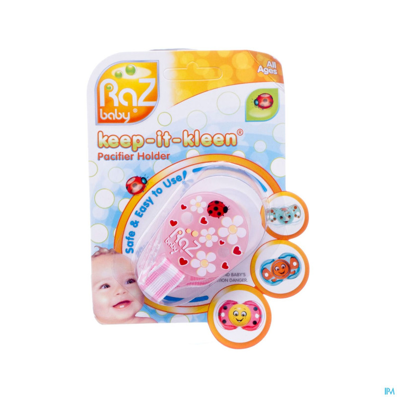 Raz baby keep it clean attache sucette roze