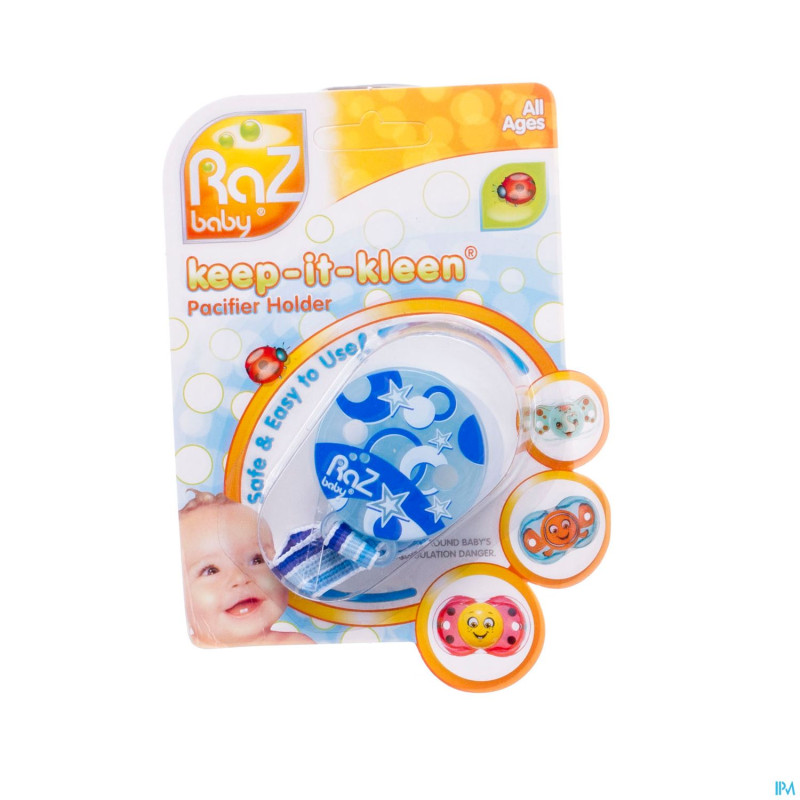 Raz baby keep it clean attache sucette bleu