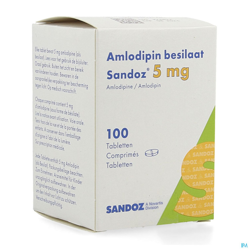Amlodipine besilaat sandoz pot c0mp 100x 5mg