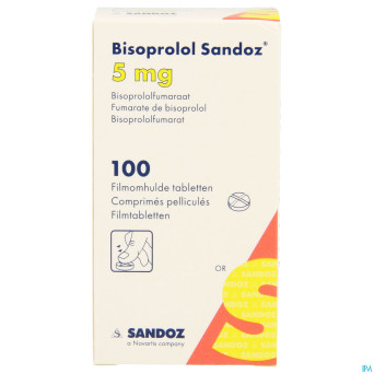 Bisoprolol sandoz  5,0mg pot comp pell 100 x 5,0mg