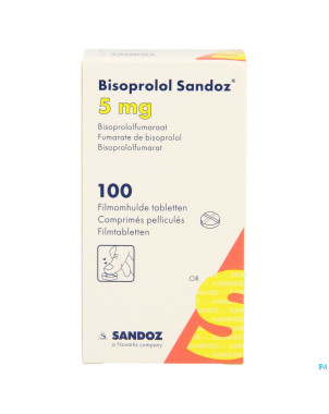 Bisoprolol sandoz  5,0mg pot comp pell 100 x 5,0mg
