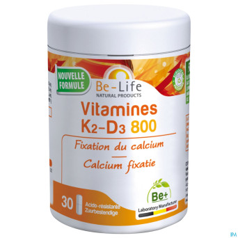 Vitamines k2 d3 800 be life v-caps 30