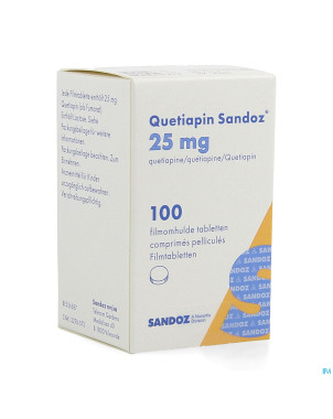 Quetiapin sandoz 25mg pot comp enrobe 100