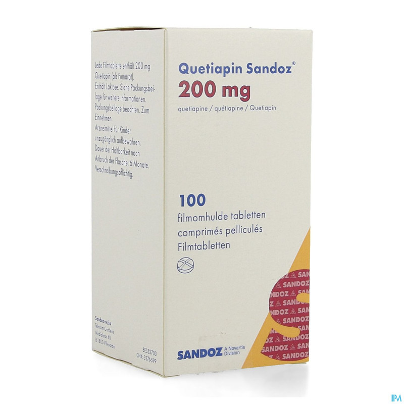 Quetiapin sandoz 200mg pot comp enrobe 100