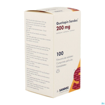 Quetiapin sandoz 200mg pot comp enrobe 100
