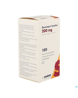 Quetiapin sandoz 200mg pot comp enrobe 100