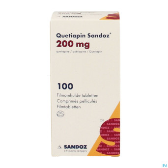 Quetiapin sandoz 200mg pot comp enrobe 100