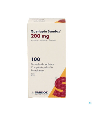 Quetiapin sandoz 200mg pot comp enrobe 100