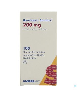 Quetiapin sandoz 200mg pot comp enrobe 100