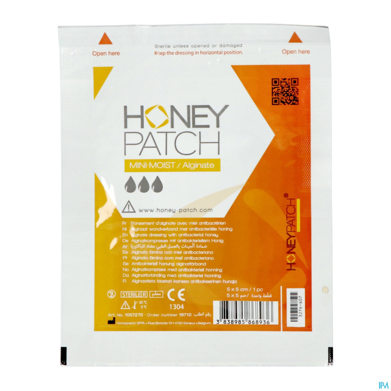Honeypatch mini-moist miel cic.5g+alg.ster 5x5cm 1