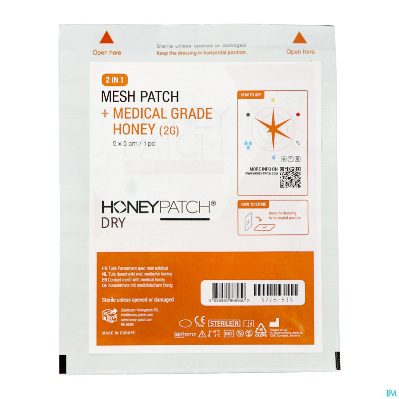 Honeypatch mini-dry miel cic2,5g+tulle ster5x5cm 1