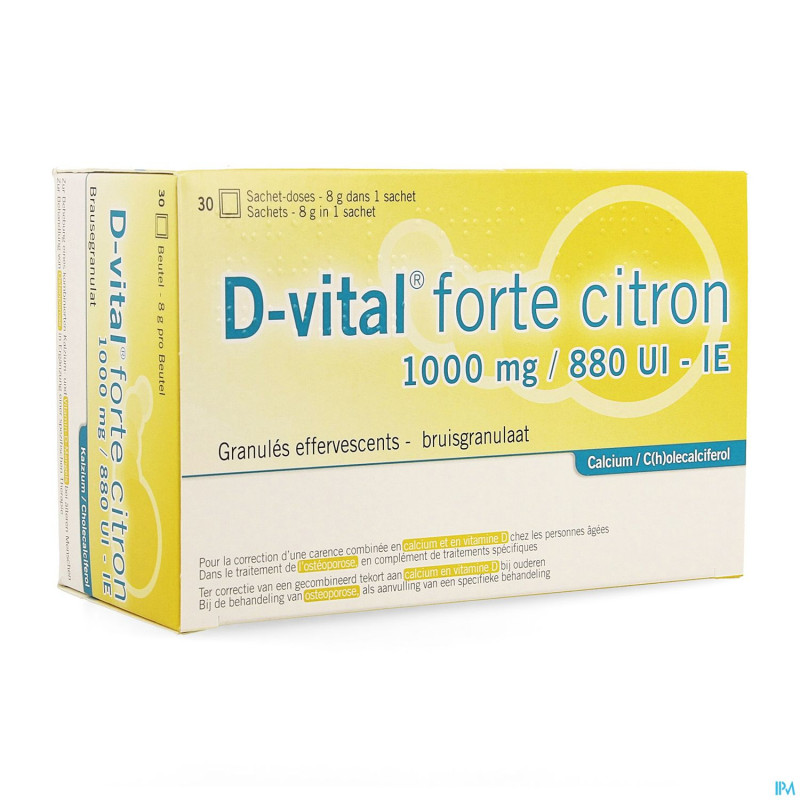 D-vital forte citron 1000mg/880ui efferv. sach 30