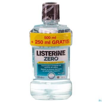 Listerine zero bain bouche 500ml + 250ml gratuit