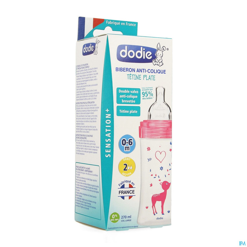 Dodie biberon sensation+ fush fille    270ml