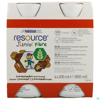 Resource junior fibre chocolat    4x200ml
