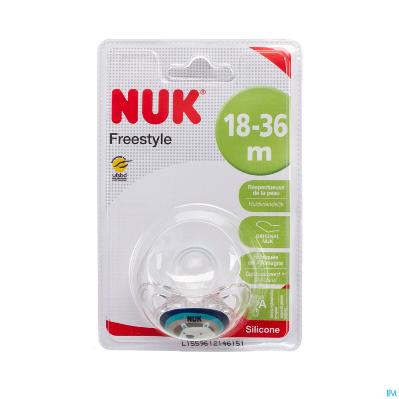 Nuk sucette freestyle ours blanc +18m