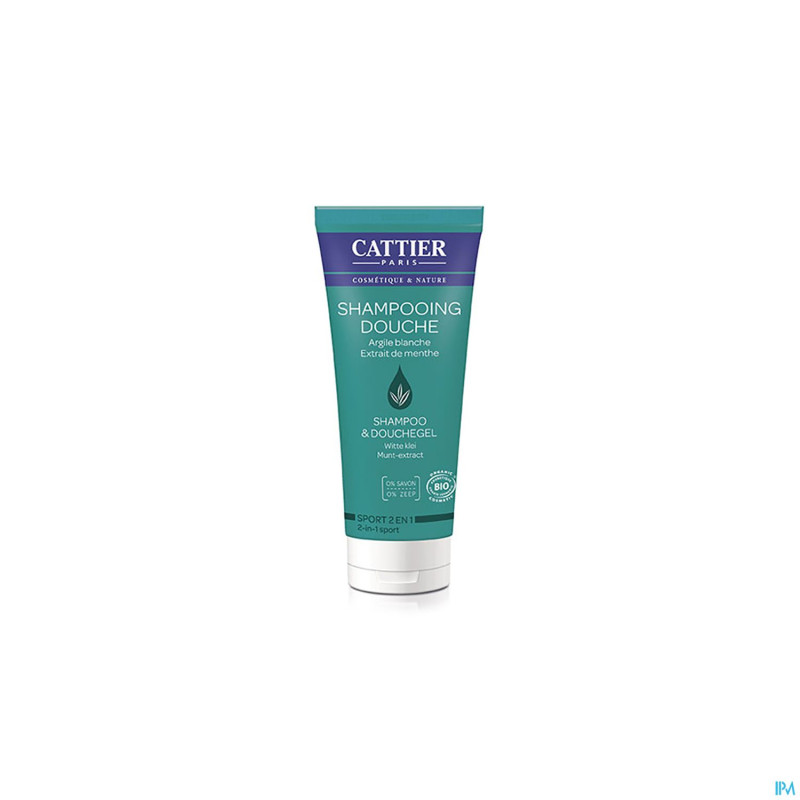 Cattier sh douche argile blanche sport  tube 200ml