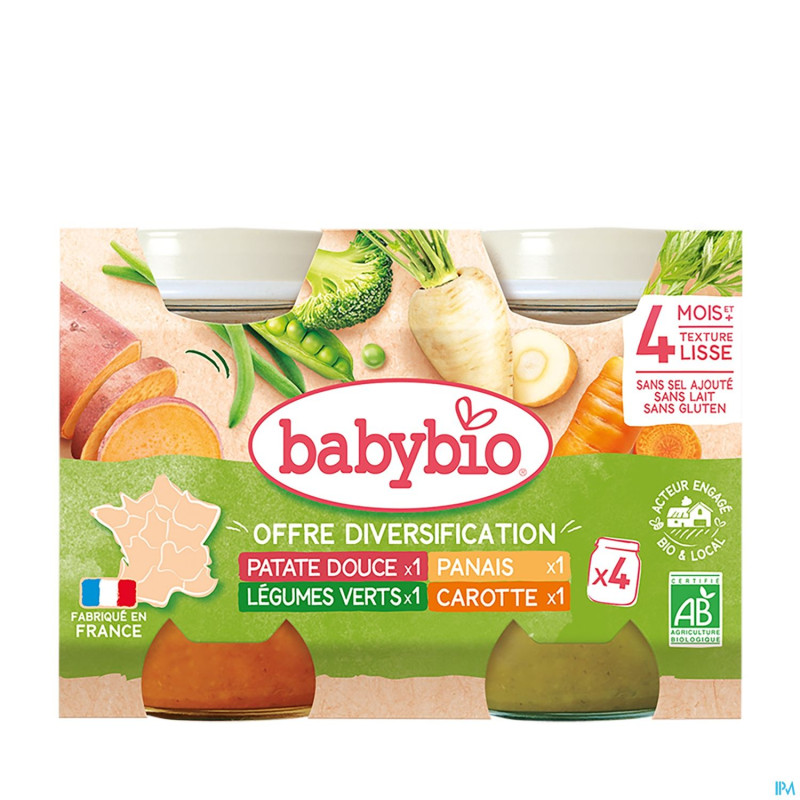 Babybio bipack patates douce +4m    2x130g 51049