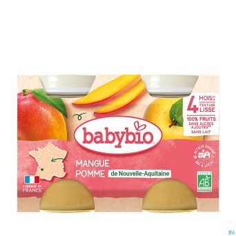 Babybio bipack pomme-mangue +4m    2x130g 51079