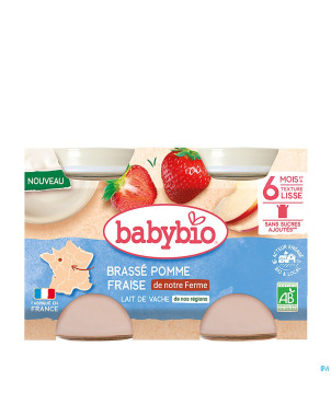Babybio bipack pomme-fraise +6m    2x130g 51093