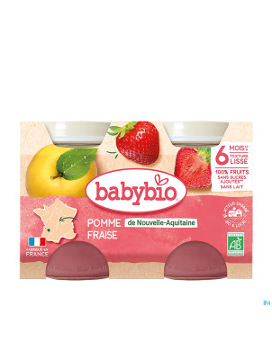 Babybio bipack pomme-fraise +6m    2x130g 51093