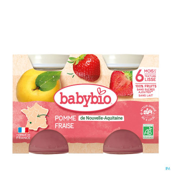Babybio bipack pomme-fraise +6m    2x130g 51093