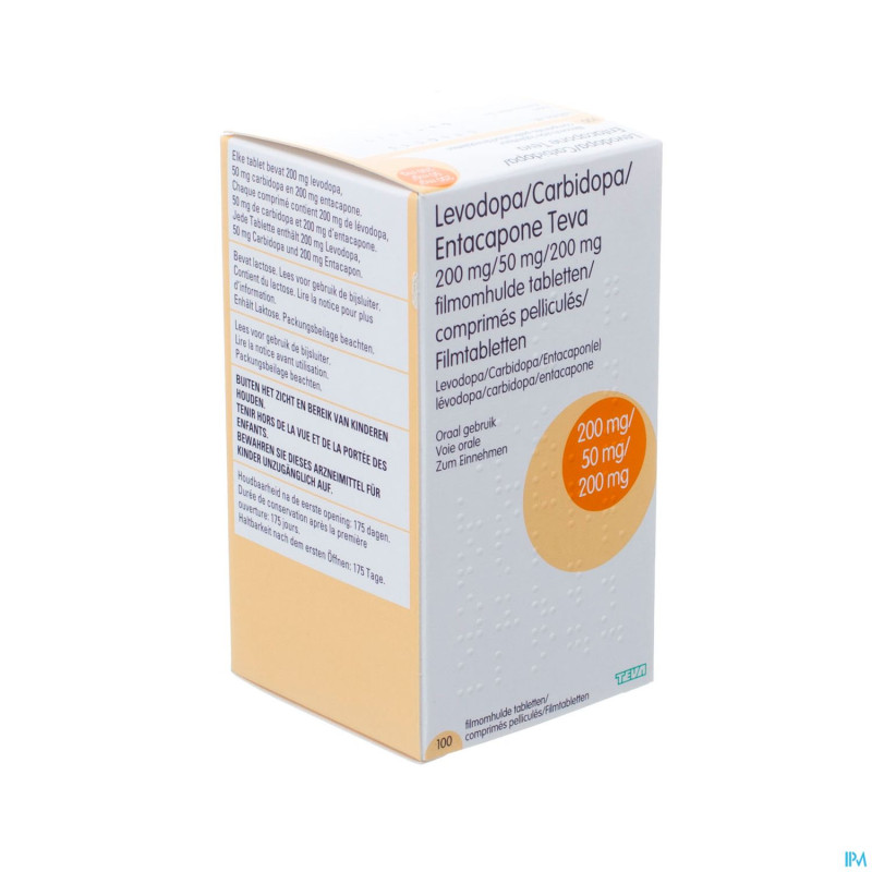 Levodopa carbidopa entacapone teva 100x200/50/200