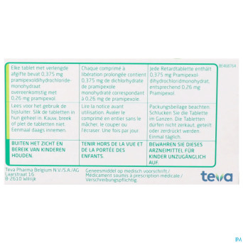 Pramipexol teva 0,26mg liber.prol comp  30