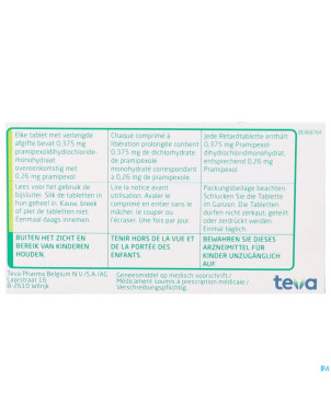 Pramipexol teva 0,26mg liber.prol comp  30