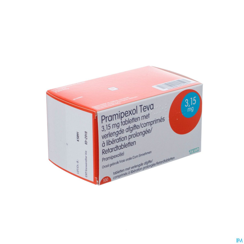 Pramipexol teva 3,15mg liber.prol comp 100