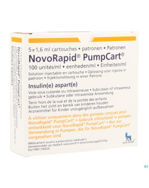 Novorapid pumpcart 100ui/ml cartouche 5 x 1,6ml