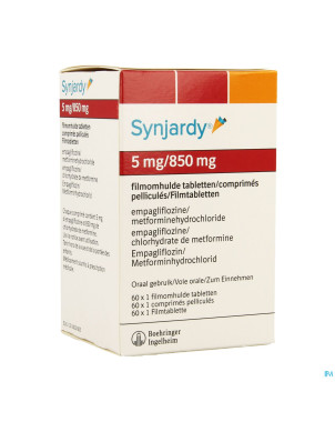 Synjardy  5,0mg/ 850mg comp pell  60 x 1 ud