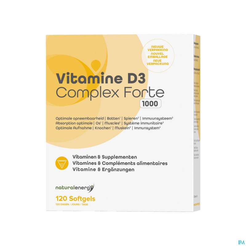 Vitamine d complex forte 1000ui 120 natural energy
